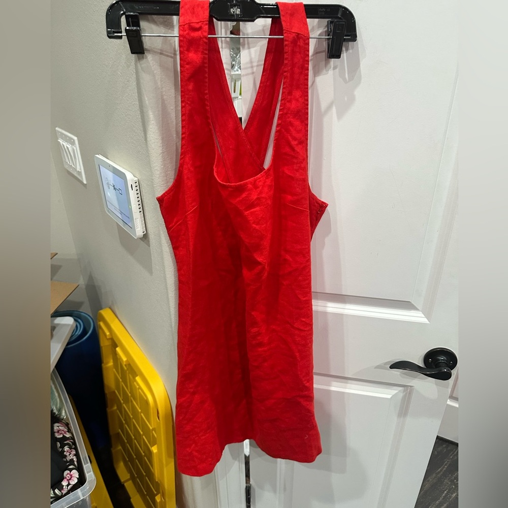 Madewell Cross Back Red Linen Dress